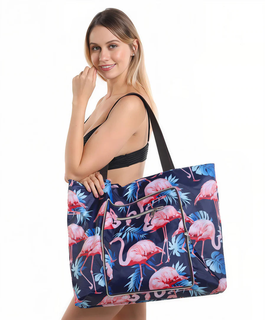 Sac de plage à motif flamingo imprimé pour un style tropical et tendance