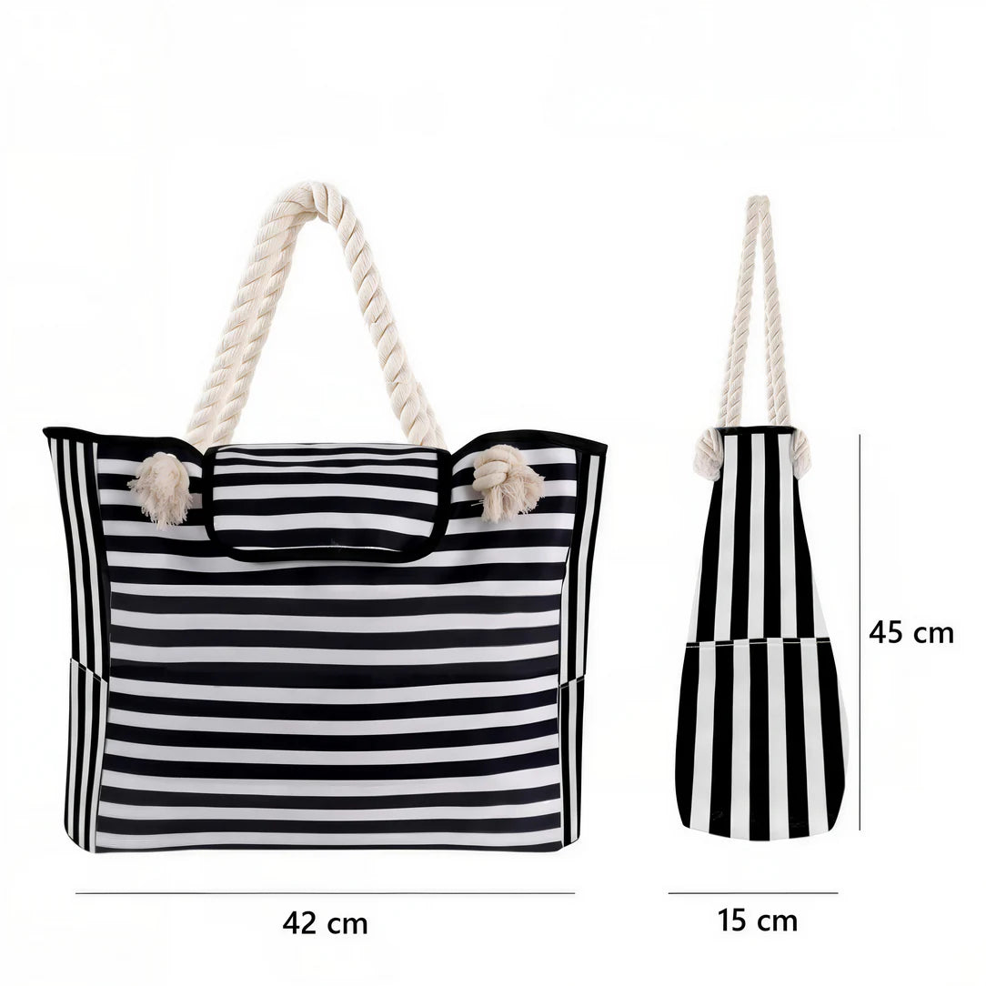 Sac de plage à rayures Larmor avec poignées en corde pour une plage à rayures élégante