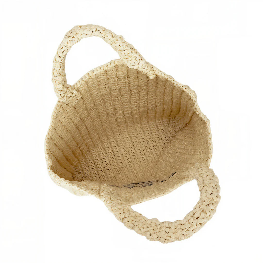 Sac de plage chic Milano avec anses courtes et tressage beige pour un look élégant