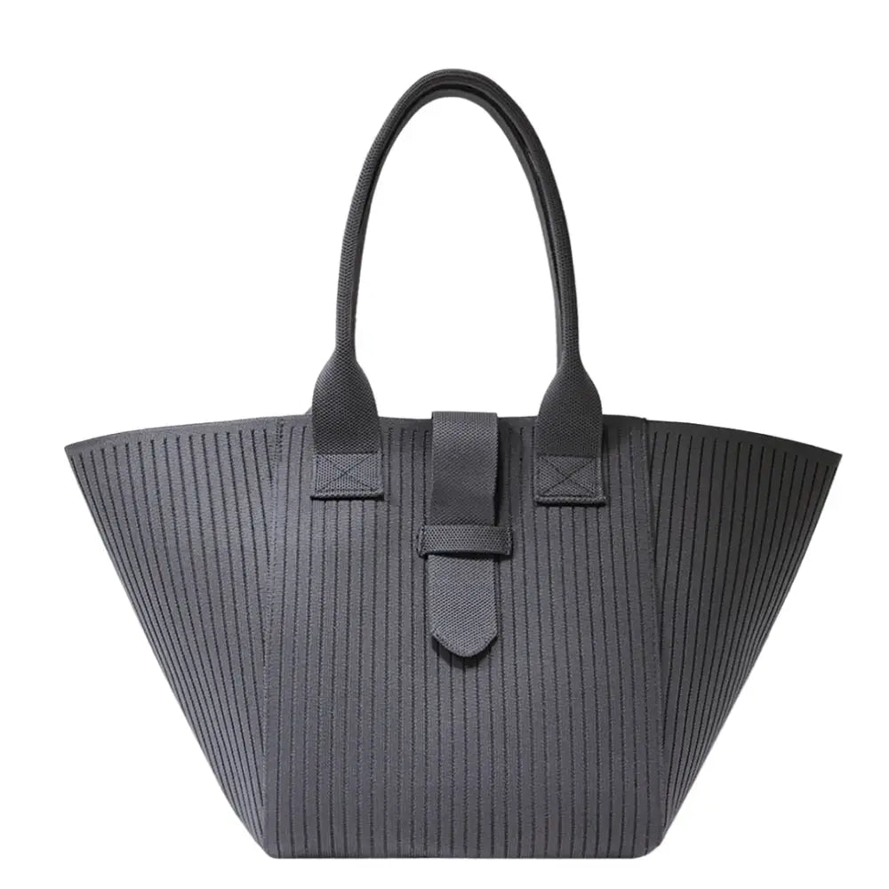 Sac de plage en tissu Brisa avec sac gris rayé verticalement idéal pour crème solaire