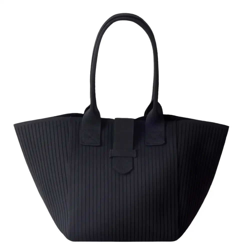Sac de plage en tissu Brisa avec sac noir en côte ribée pour crème solaire