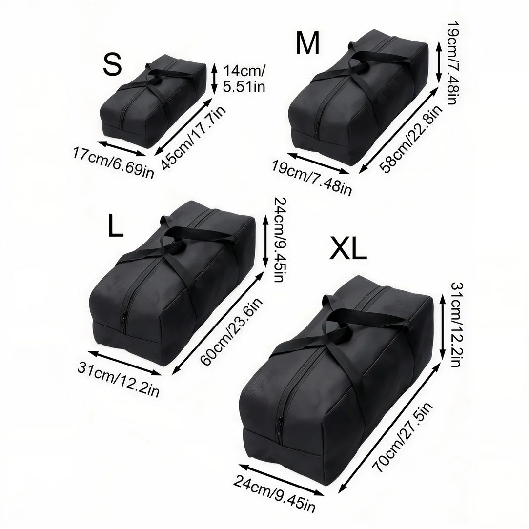 Sac de rangement pour voyage avec sacs de sport noirs à fermeture éclair et dimensions