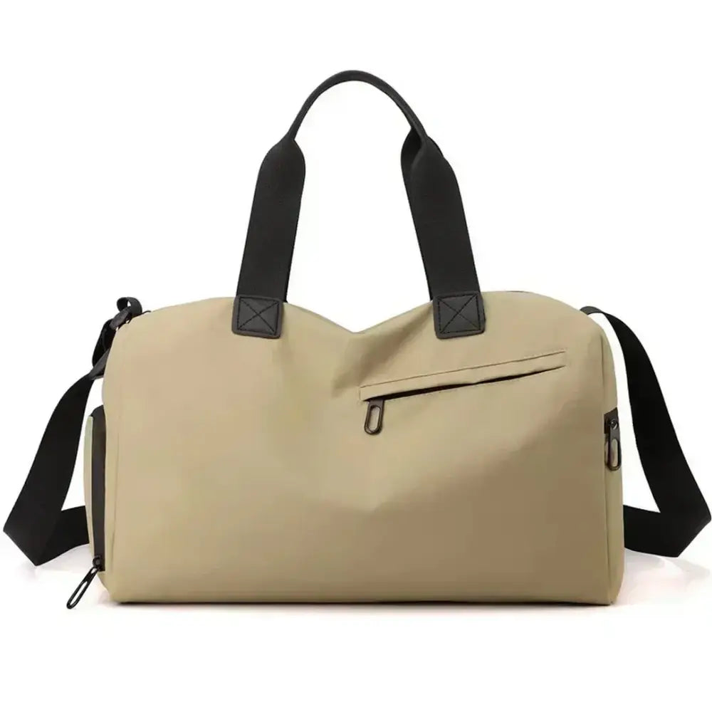 Sac de sport 20l beige duffel bag avec bandes noires pour activités sportives