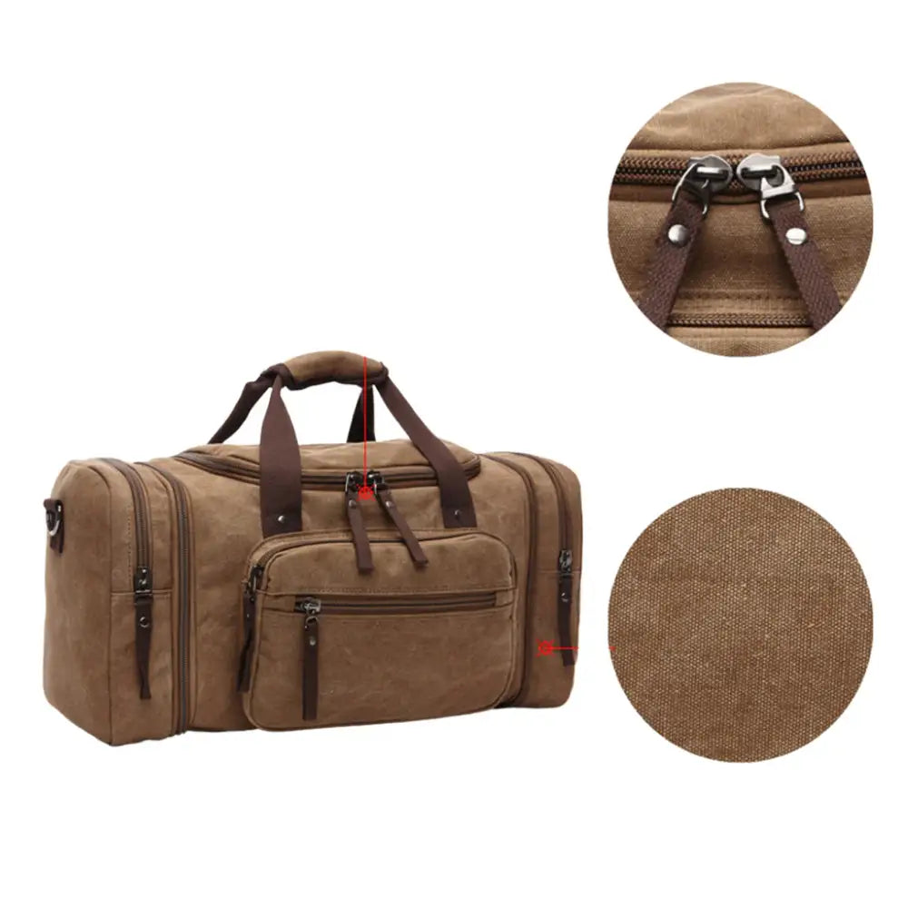 Sac de sport en toile marron.