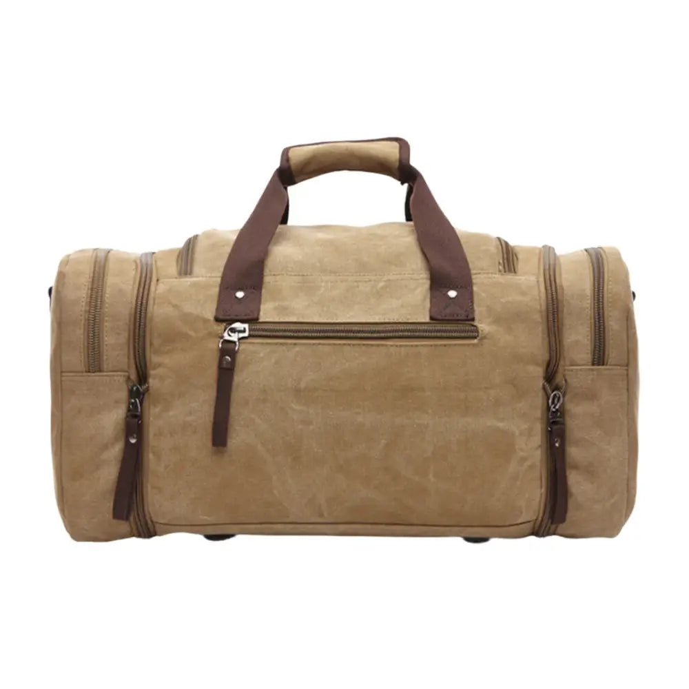 Sac de sport en toile kaki.