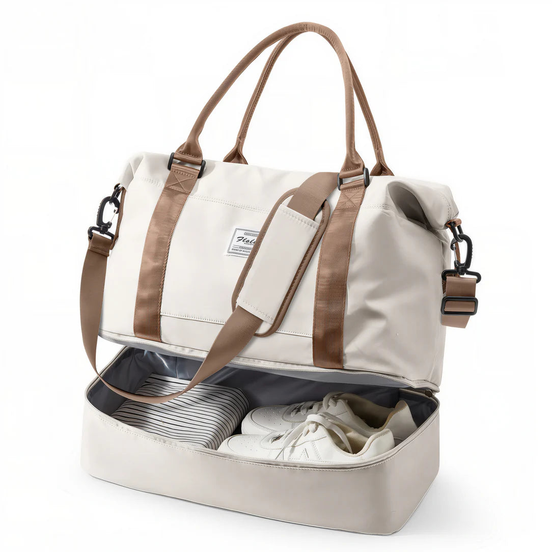 Sac de voyage cabine 45x36x20cm avec beige duffel et compartiment à chaussures
