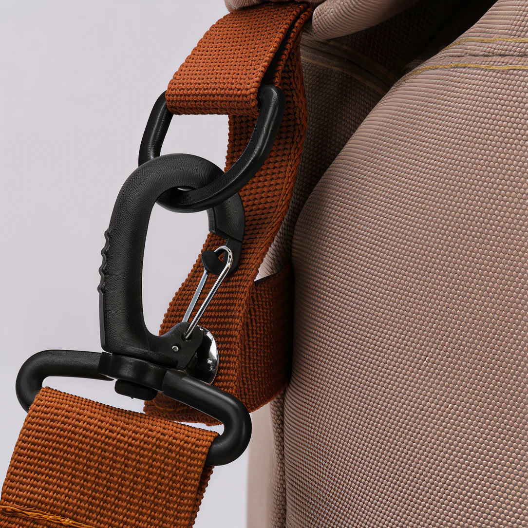 Sangle en cuir marron avec clip noir pour sac de voyage cabine 45x36x20cm