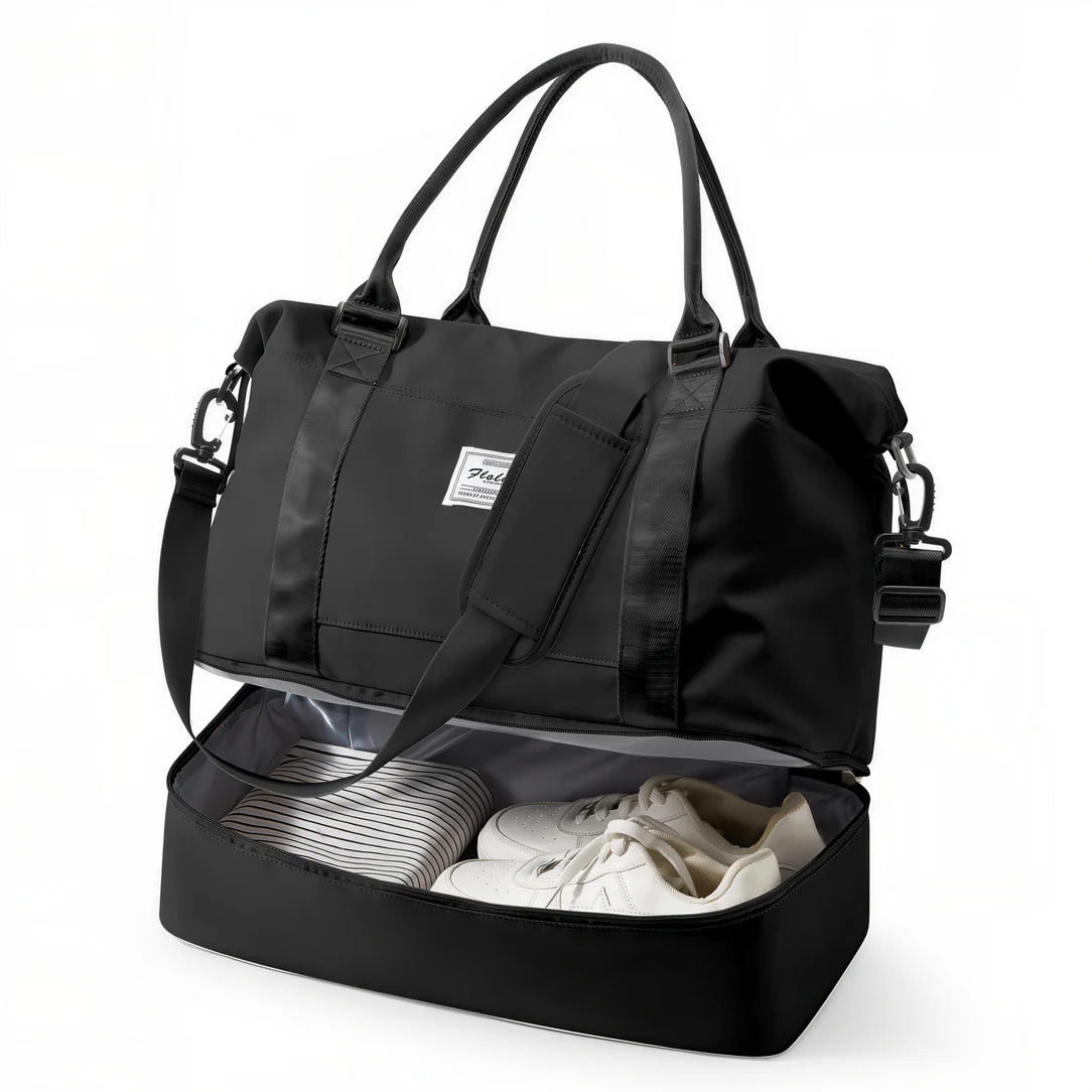 Sac de voyage cabine 45x36x20cm avec sac de sport noir et compartiment à chaussures