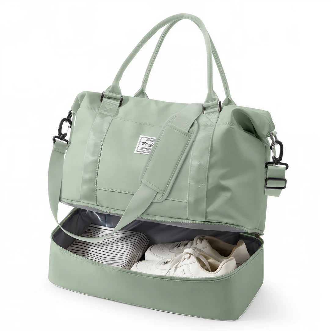 Sac de voyage cabine 45x36x20 en vert menthe avec compartiment à chaussures