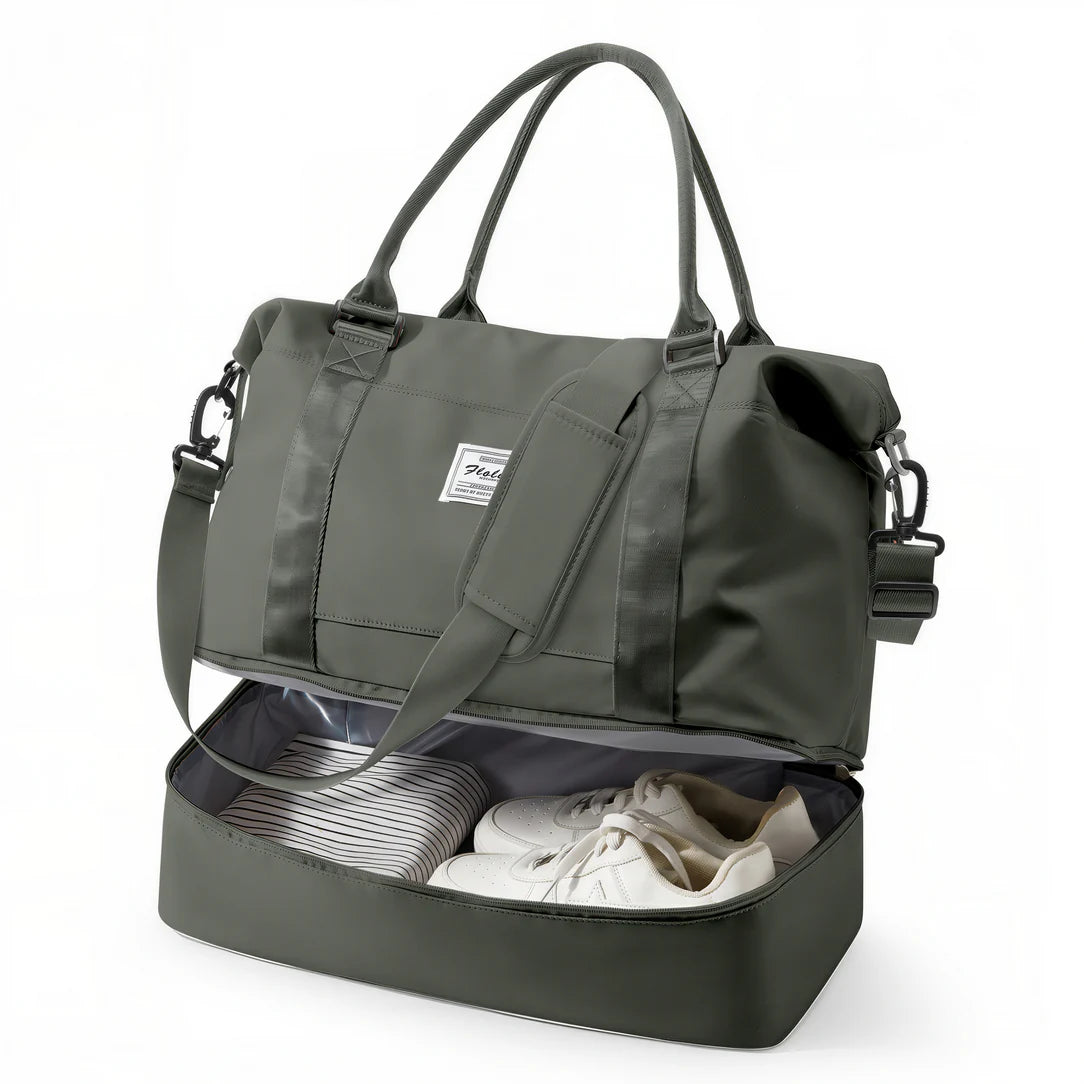 Sac de voyage cabine 45x36x20cm avec compartiment à chaussures en vert olive
