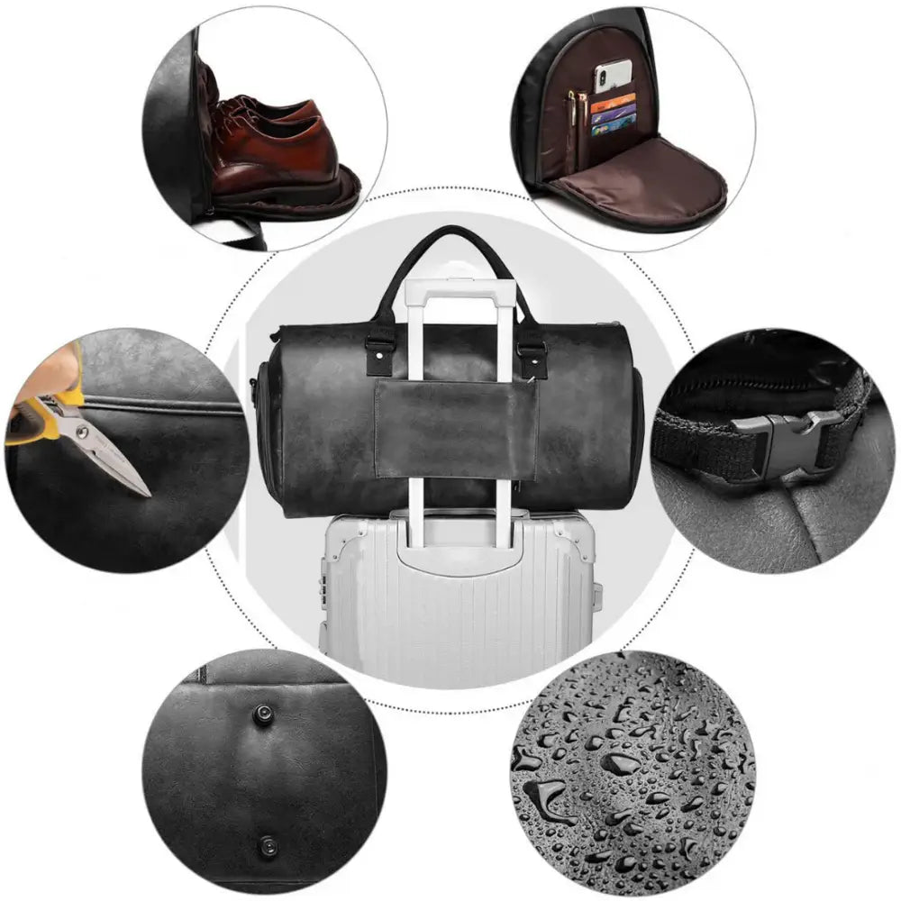 Sac de voyage en cuir Baltan avec sac de sport en cuir noir pour femme et homme