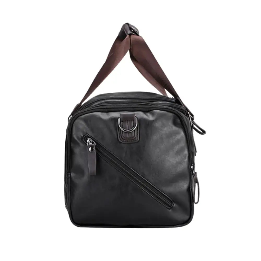 Sac de voyage en cuir vintage OldSmith avec un grand sac en cuir noir élégant