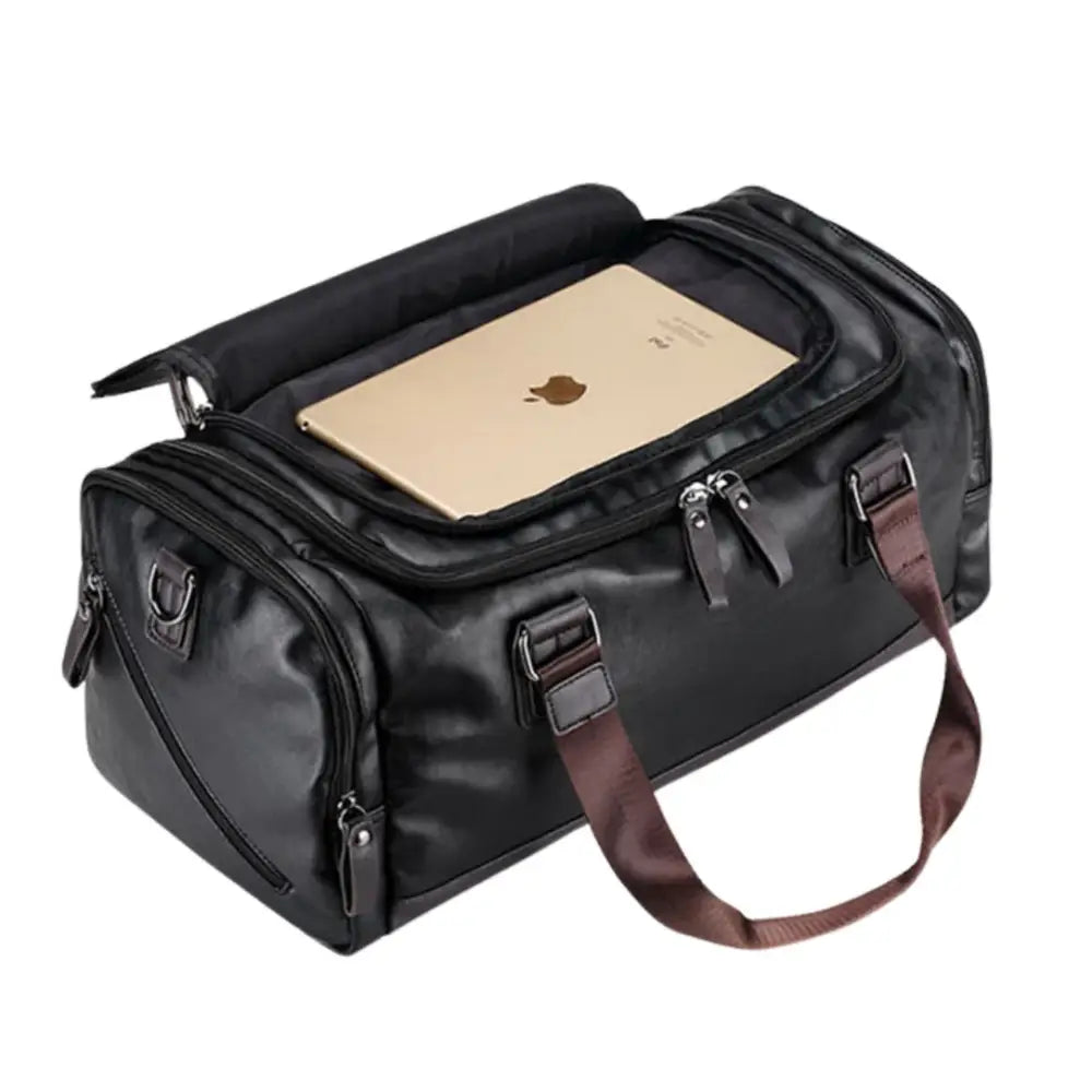 Sac de voyage en cuir vintage OldSmith avec sac à-main en cuir et tablette intégrée