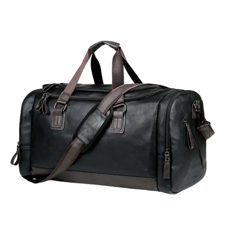 Sac de voyage en cuir vintage avec un sac de sport en cuir noir élégant