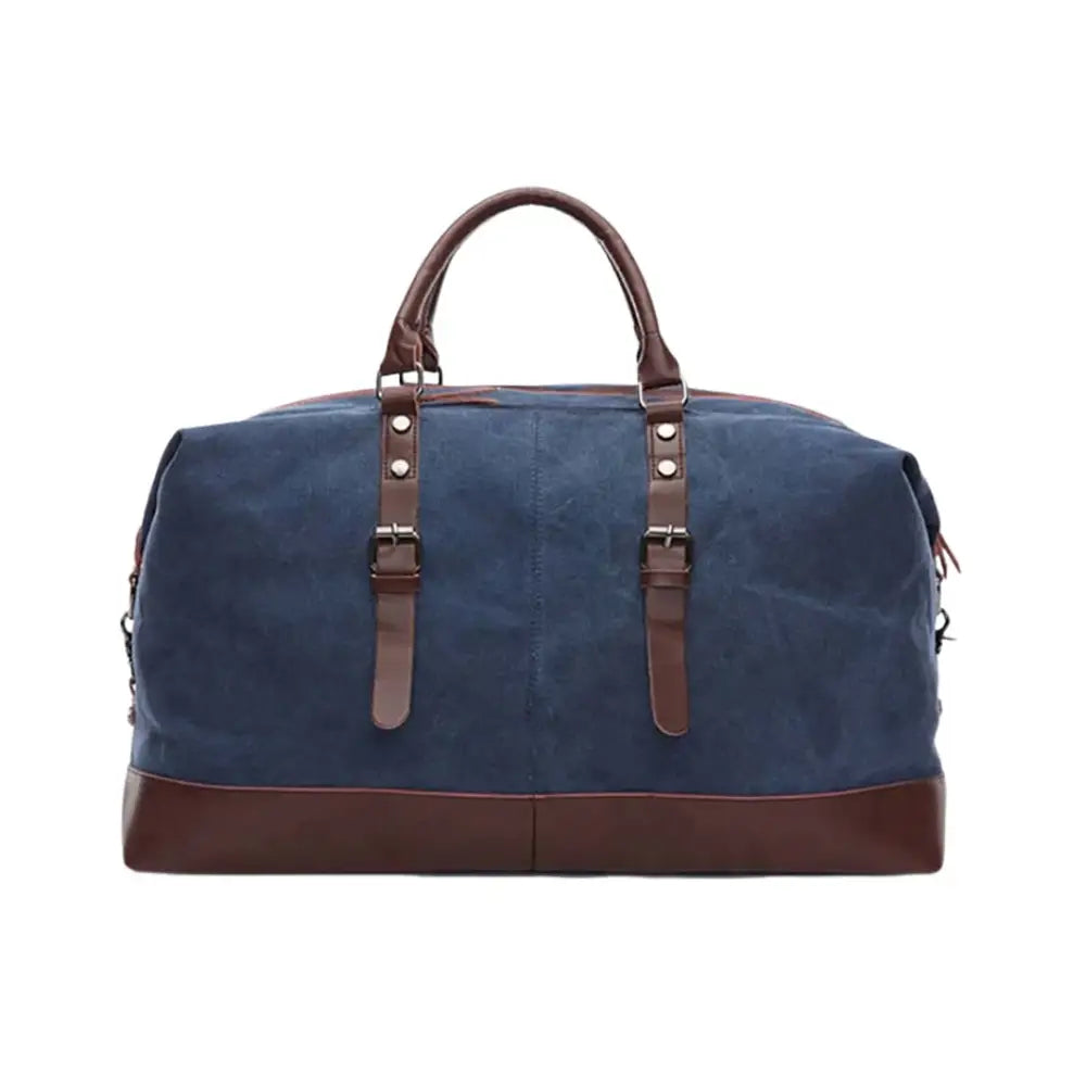 Sac de voyage en tissu Trekon avec duffel bag bleu et marron solide