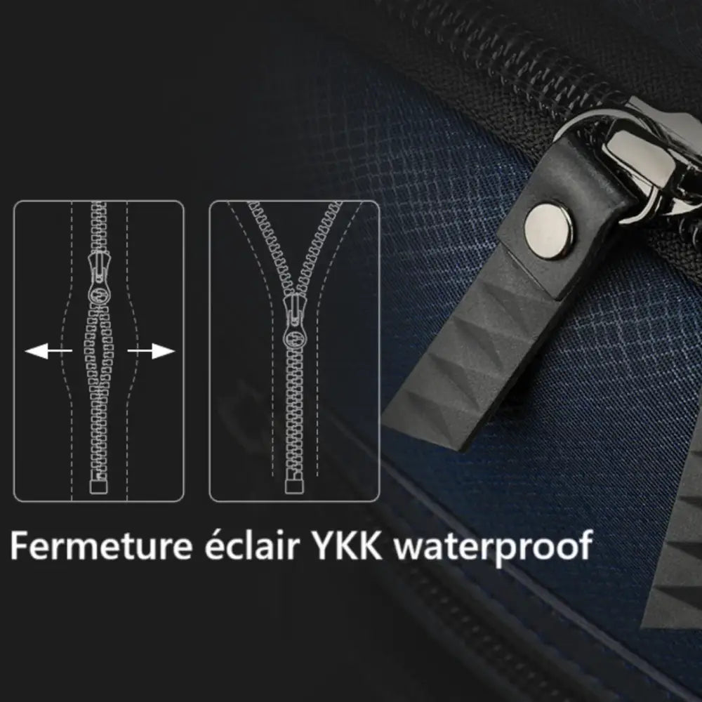 Fermeture à glissière YKK étanche.