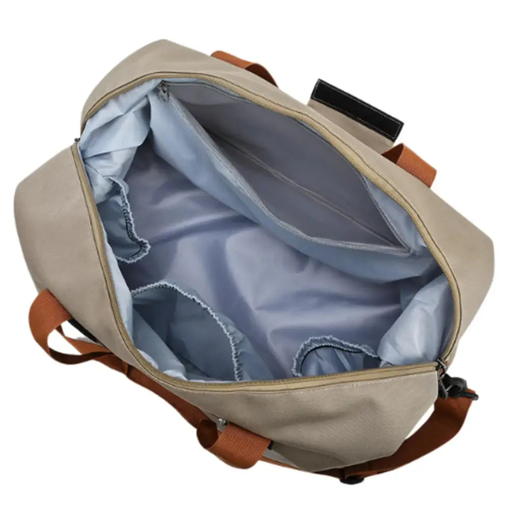 Sac de voyage pour weekend beige avec bandoulières marron de Beichao