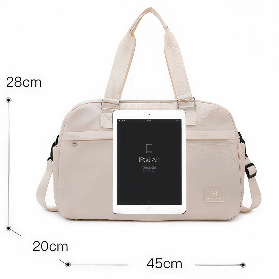 Sac de voyage mobella beige extensible avec dimensions, valise souple pratique