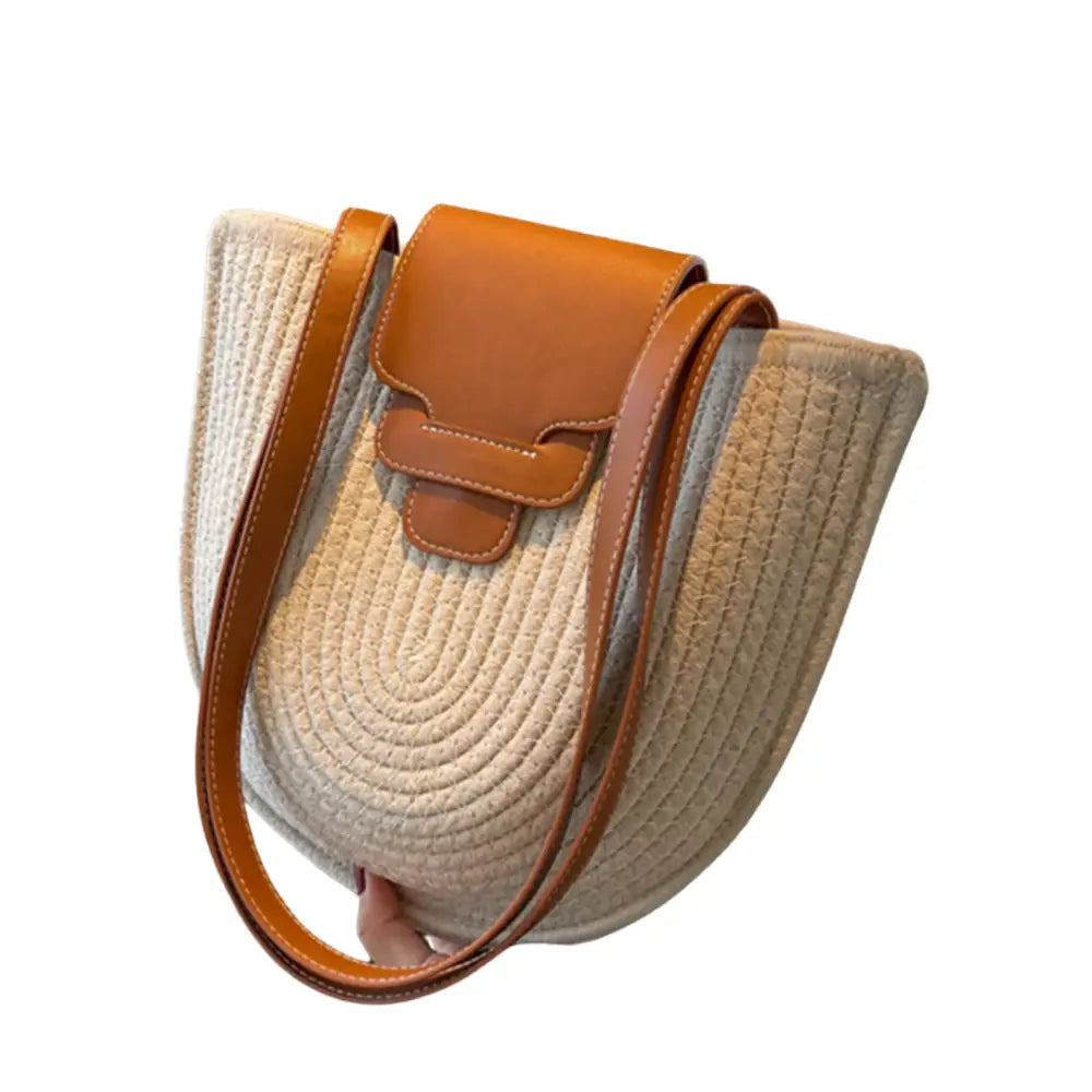 Sac demi lune de plage Luna avec sac demi lune en tissage et accents en cuir