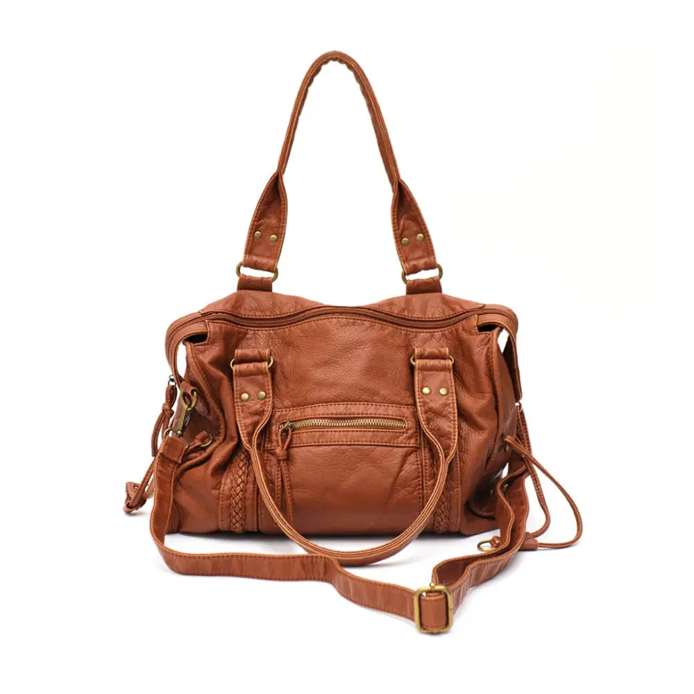 Sac en cuir vintage Klassi avec style rétro, élégant sac à main en faux cuir marron