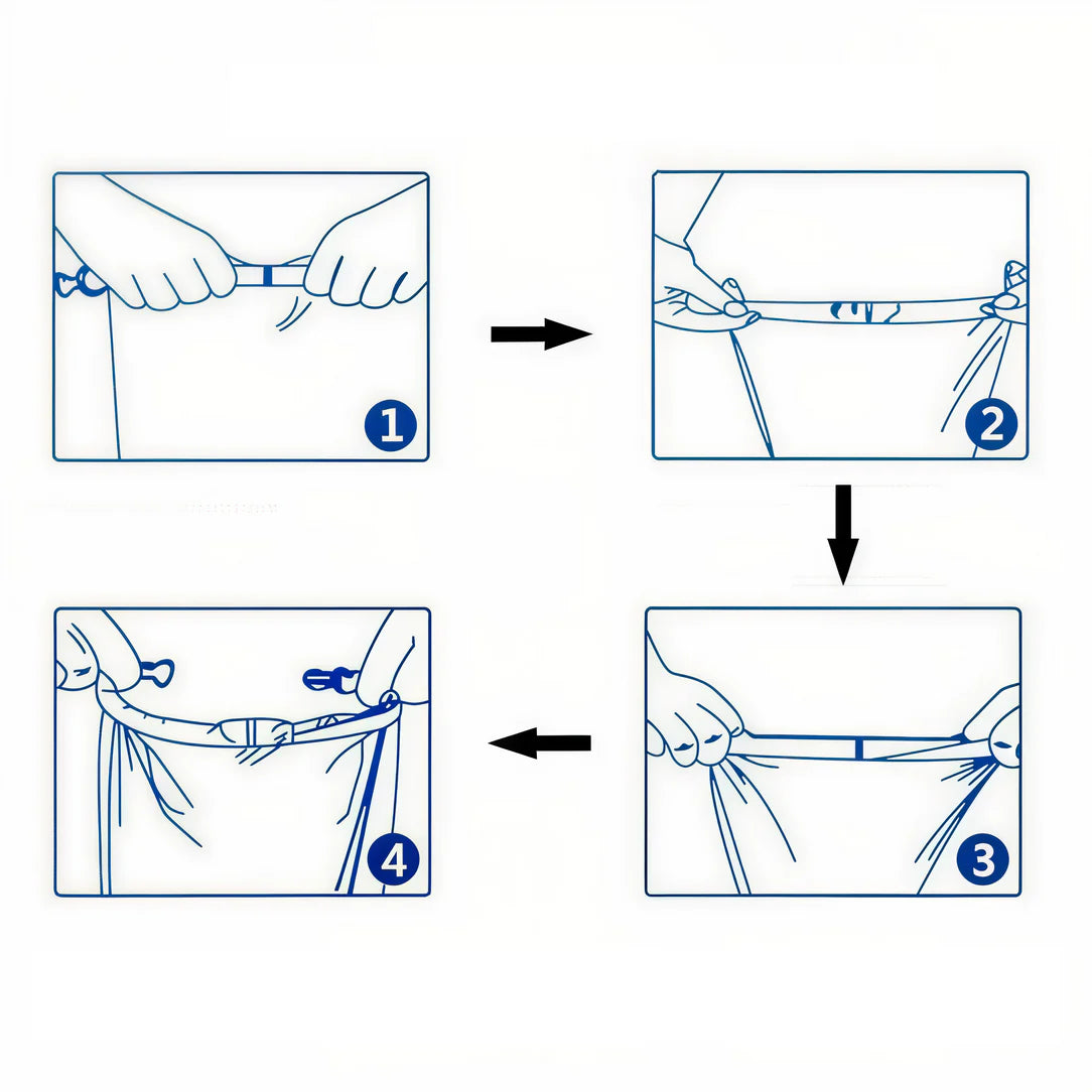 Diagram étape par étape de la fermeture d’un sac étanche 10-30 L DryPack