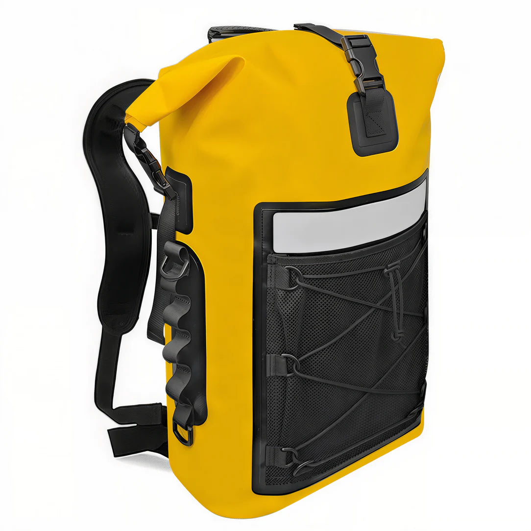 Sac étanche flottant 35L Océan Wave photo jaune waterproof sac à dos avec accents noirs