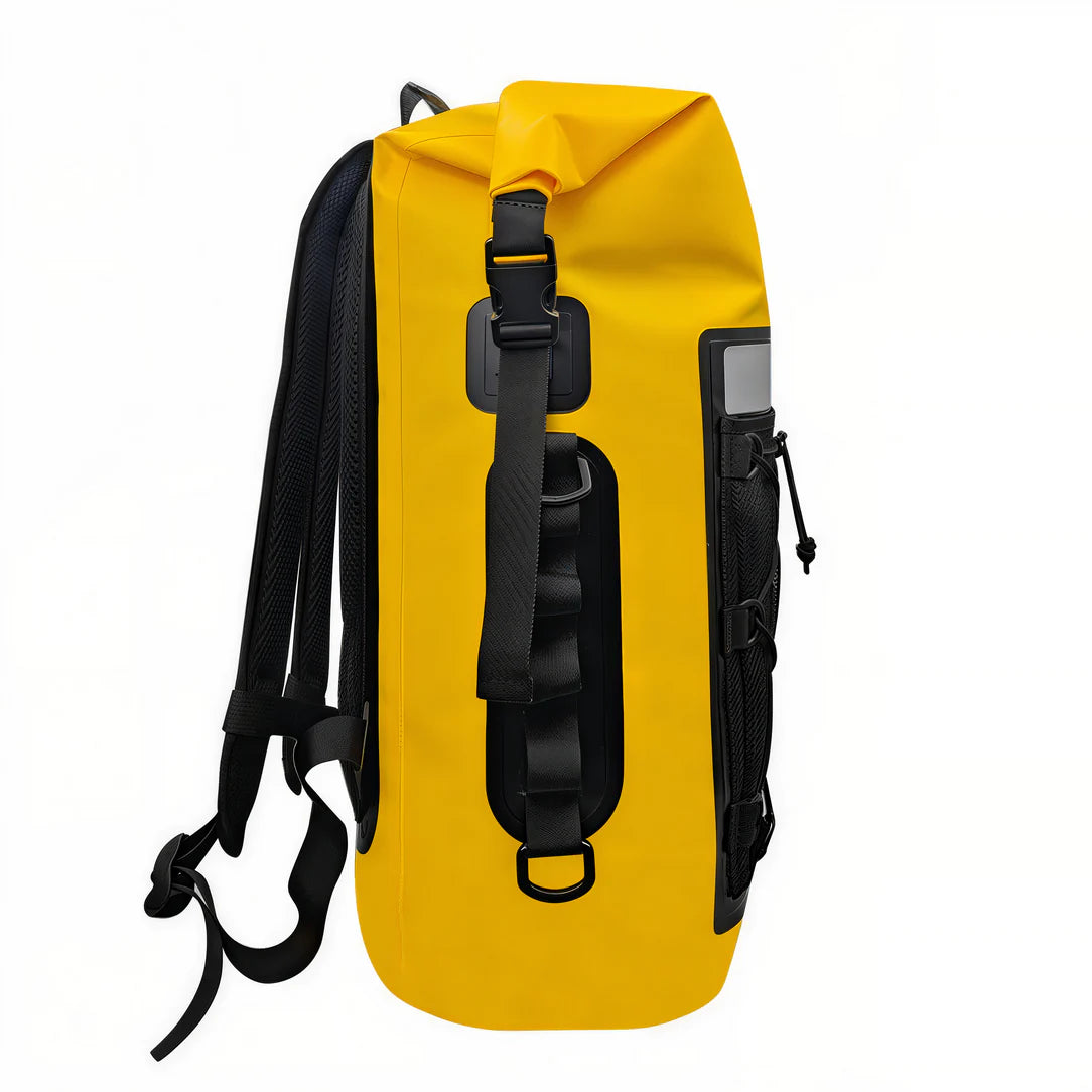 Sac étanche flottant 35L Océan Wave avec sac à dos jaune imperméable et bretelles noires