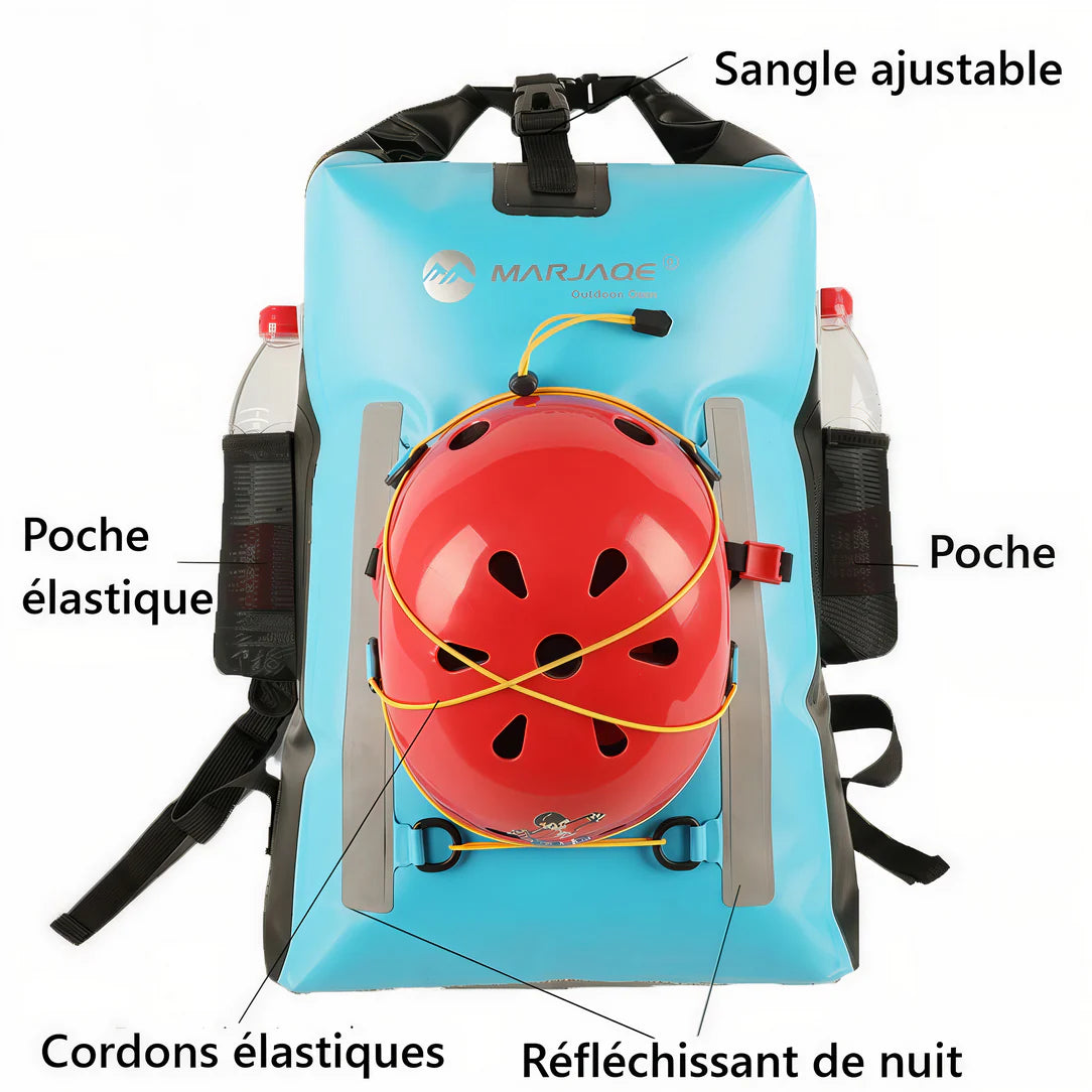 Sac étanche kayak Marjaqe XB-777 en PVC 500d avec fermeture enroulable et casque