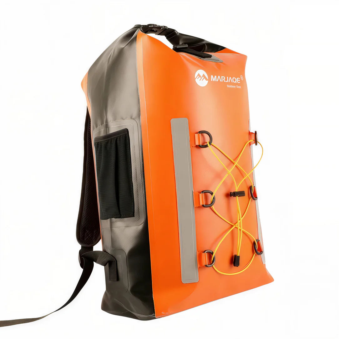Sac étanche kayak Marjaqe XB-777 en PVC 500d avec fermeture enroulable orange et gris
