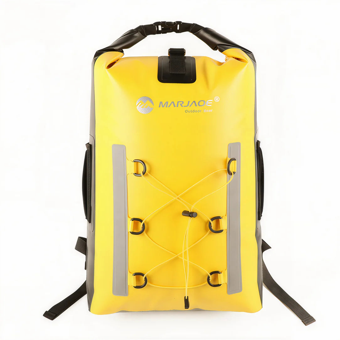 Sac étanche kayak Marjaqe XB-777 en PVC 500d avec fermeture enroulable, jaune et noir