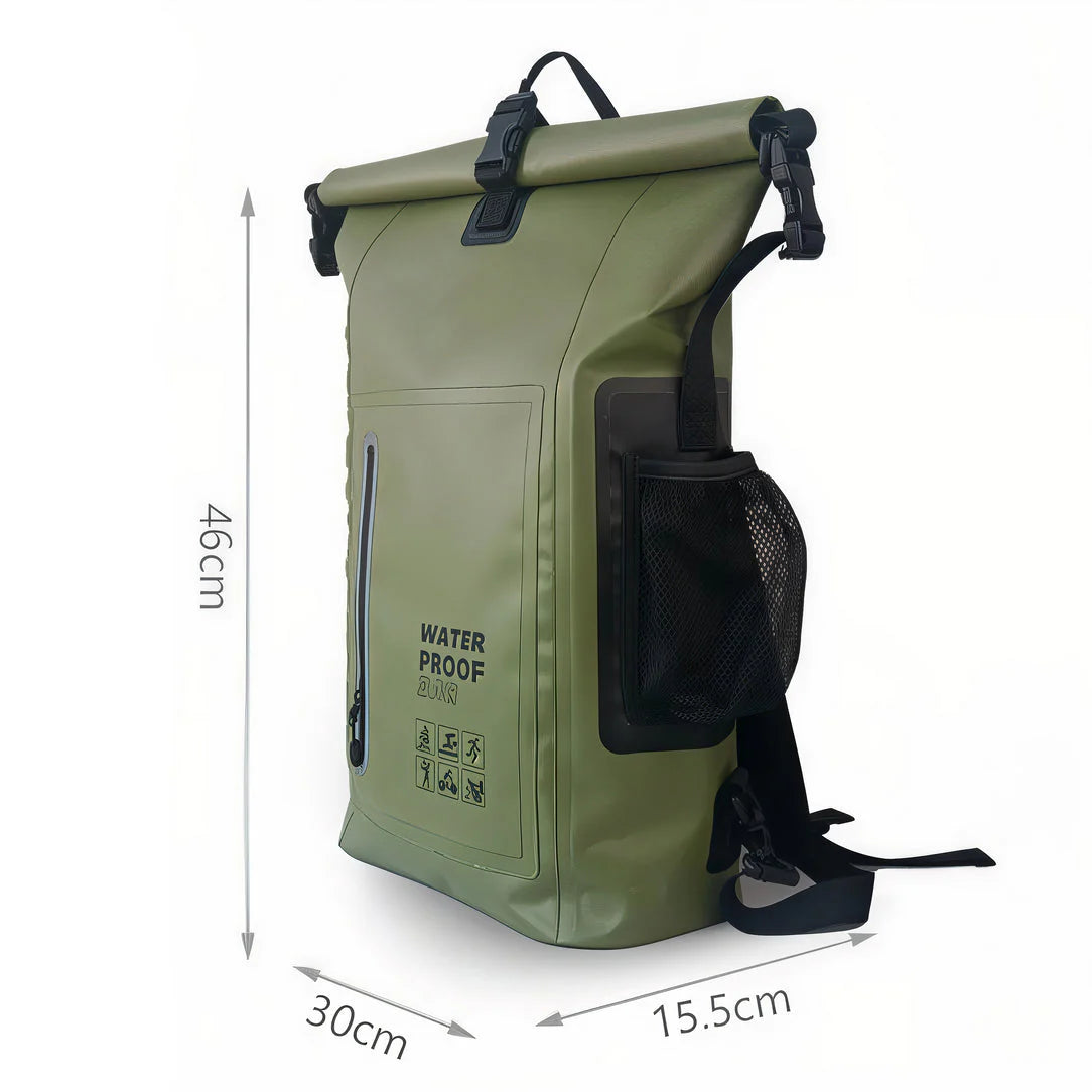 Sac étanche multifonction vert en PVC 500D avec dimensions précises pour outdoor