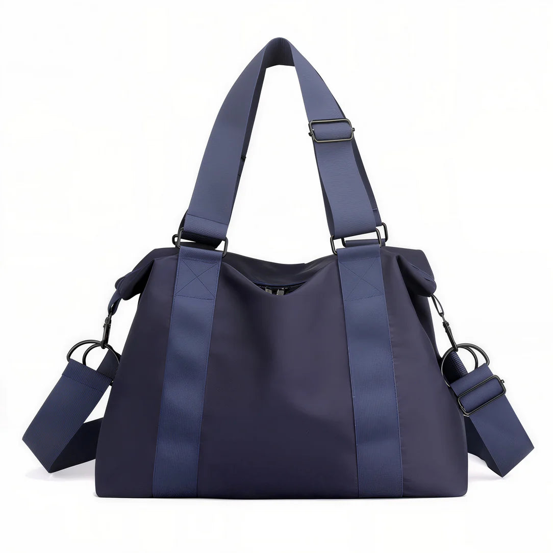 Sac femme nylon Nolka avec anses larges et bandoulière amovible, navy bleu