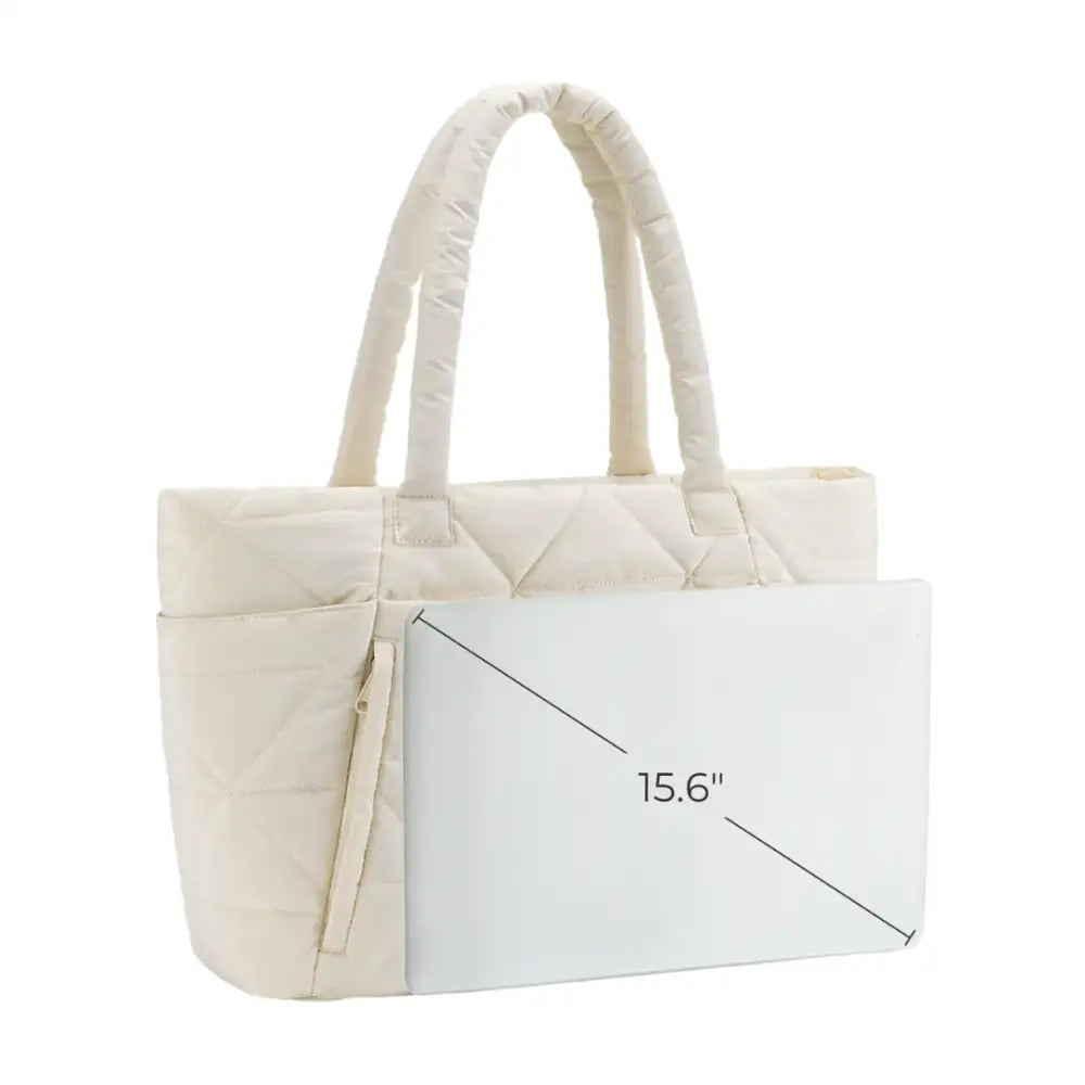 Sac fourre tote chic classroomy en crème rembourrée pour un style élégant et pratique