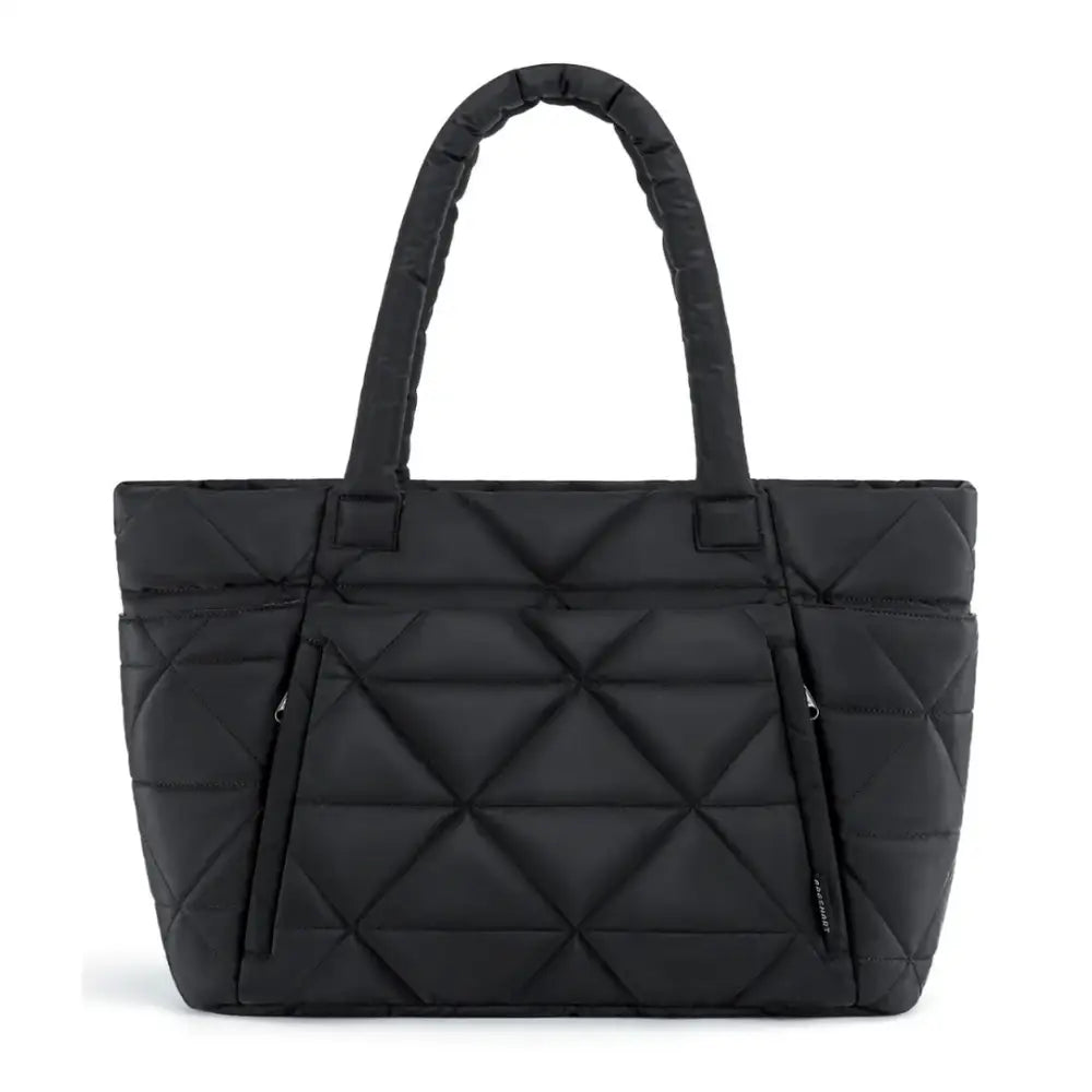 Sac fourre tout chic Classroomy en tissu noir matelassé, idéal pour un look élégant