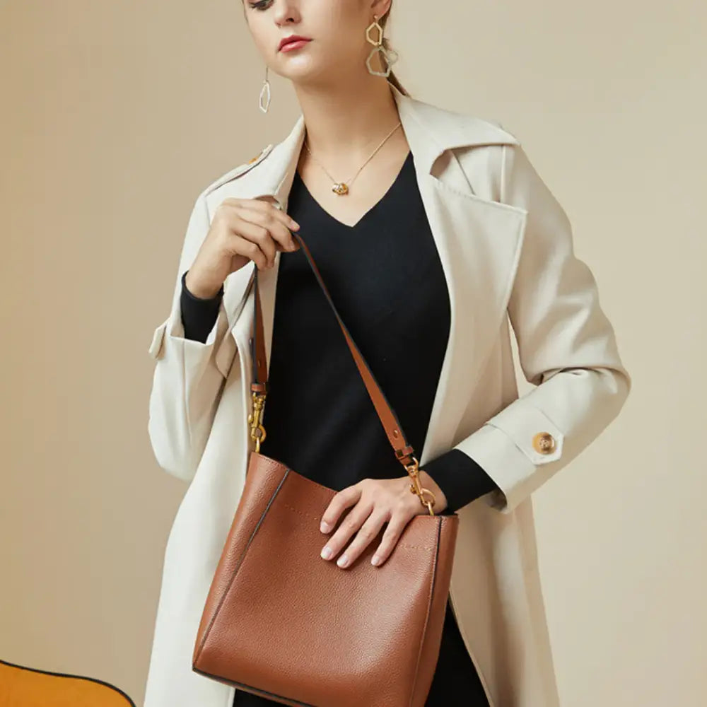 Sac fourre-tout en cuir marron pour un style élégant et pratique