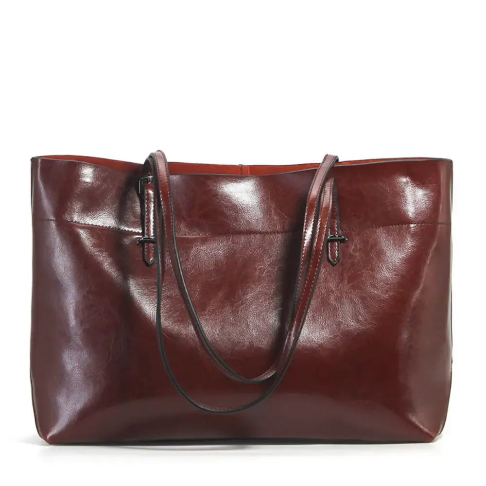 Sac fourre-tout femme en cuir Burgundy, sac fourre tout tendance et élégant