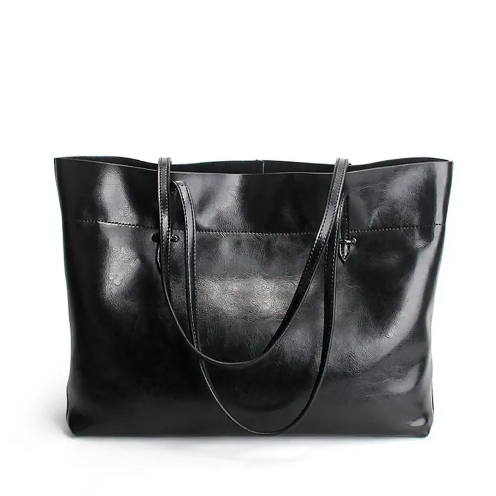 Sac fourre-tout femme cuir noir, sac en cuir pour femme élégant et pratique