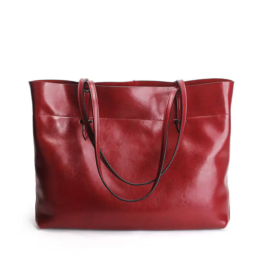Sac fourre-tout femme cuir en cuir rouge brillant pour un style chic et pratique