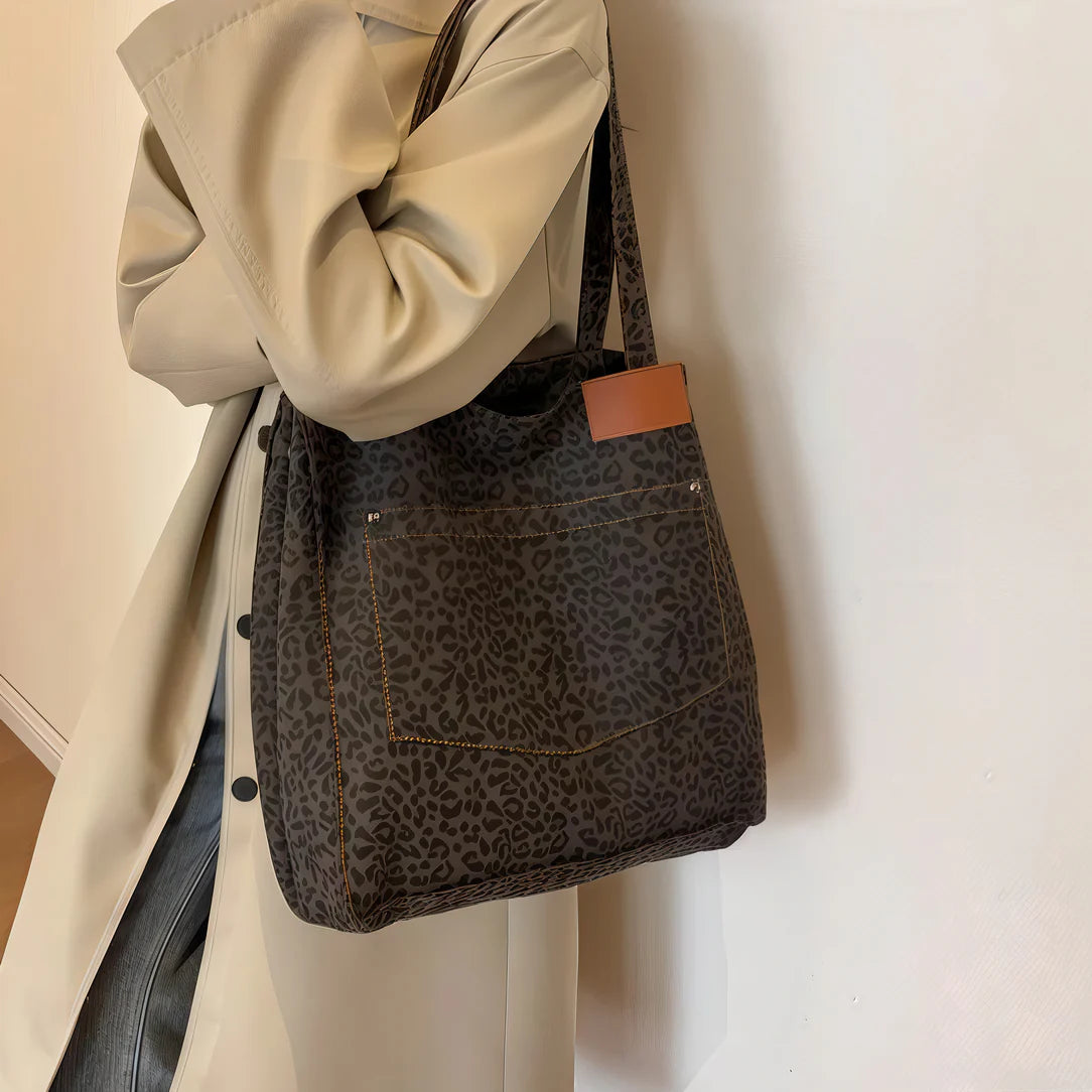Sac fourre-tout léopard en toile avec motif animal print pour un look tendance