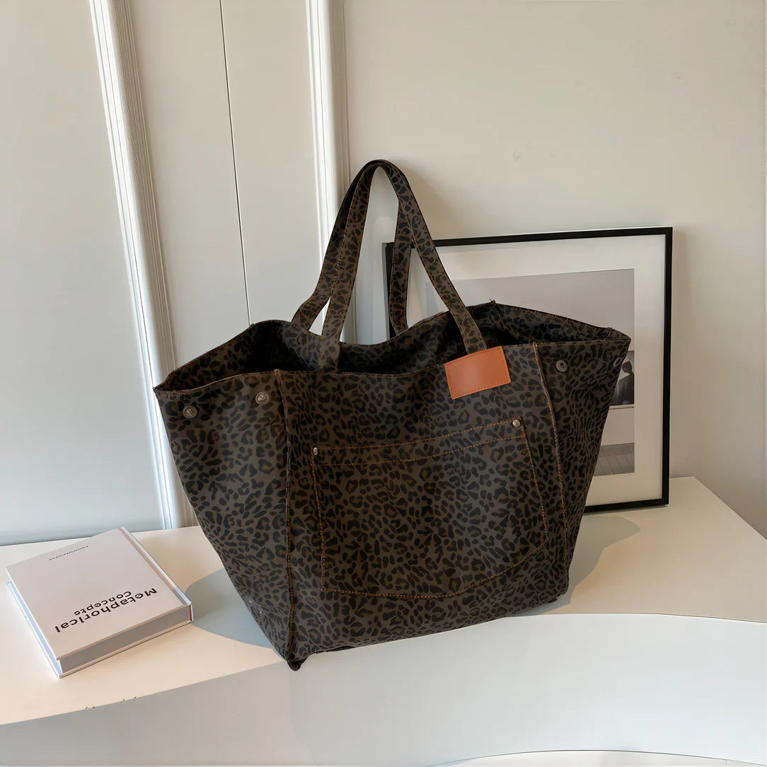 Sac fourre-tout léopard en tissu avec motif animal pour un style tendance et pratique
