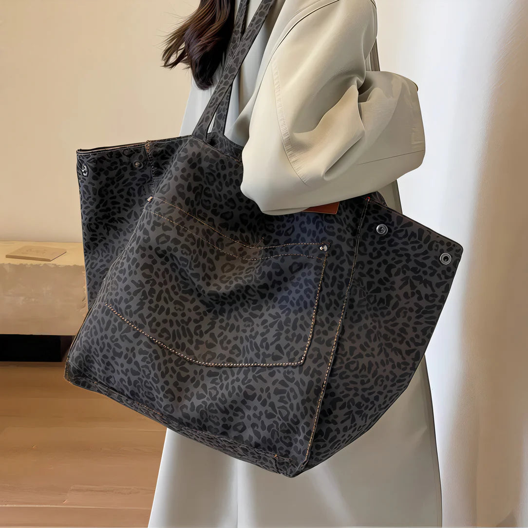 Sac fourre-tout léopard en toile imprimée pour femme, mode et tendance