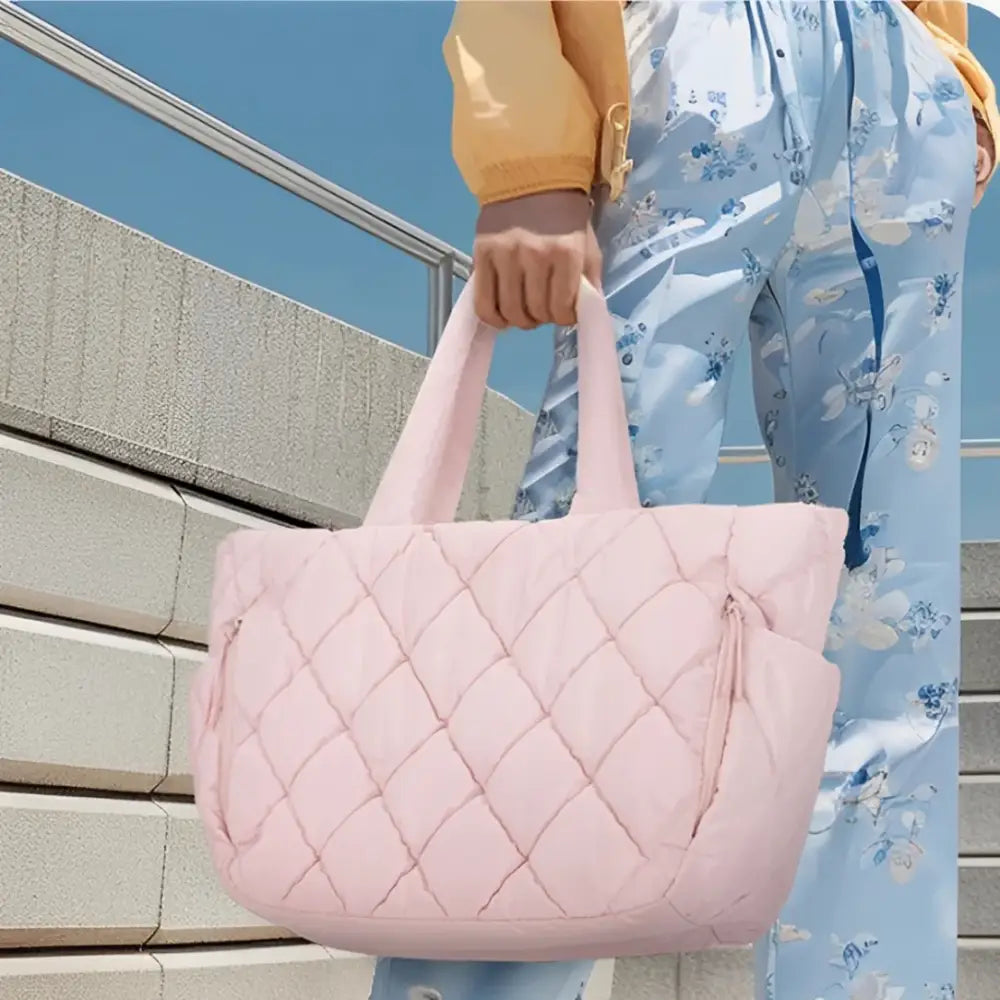 Sac fourre tote matelassée rose, sac fourre tendance pour femmes élégantes