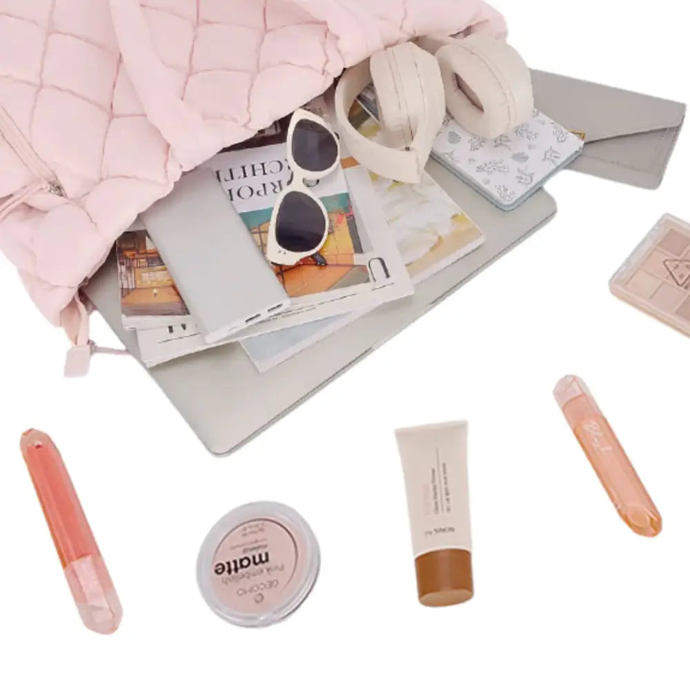 Sac fourre tout matelassée rose, tendance et pratique pour votre style quotidiens