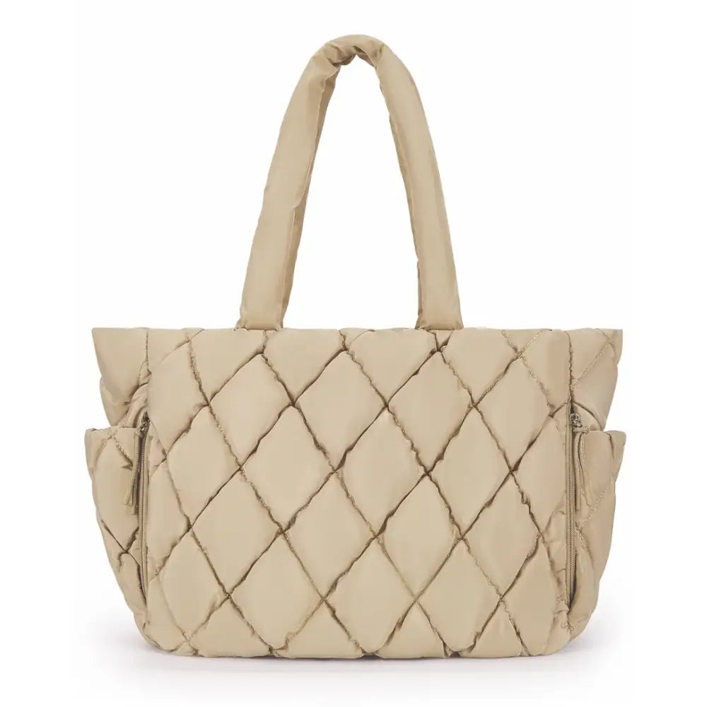 Sac fourre tout matelassée beige, sac fourre élégant pour toutes vos occasions