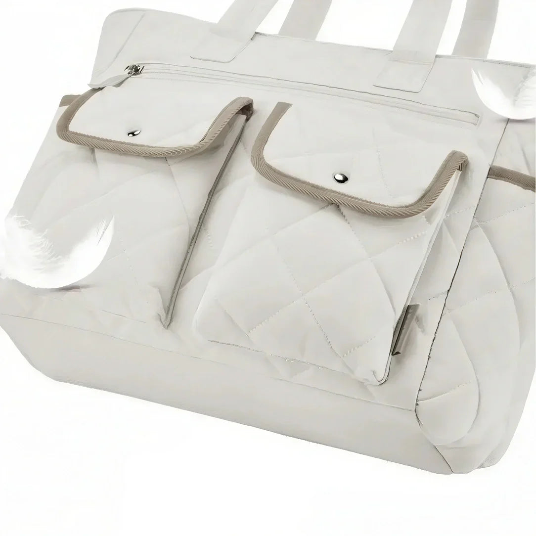 Sac fourre pour les cours avec quilting blanc, format spacieux idéal pour rythmes scolaires