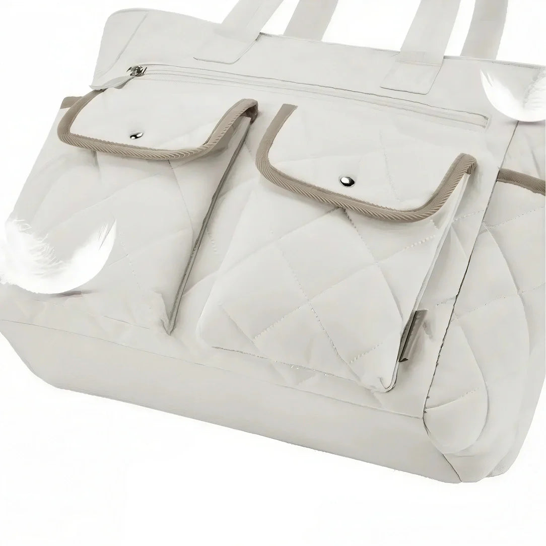 Sac fourre pour les cours avec quilting blanc, format spacieux idéal pour rythmes scolaires