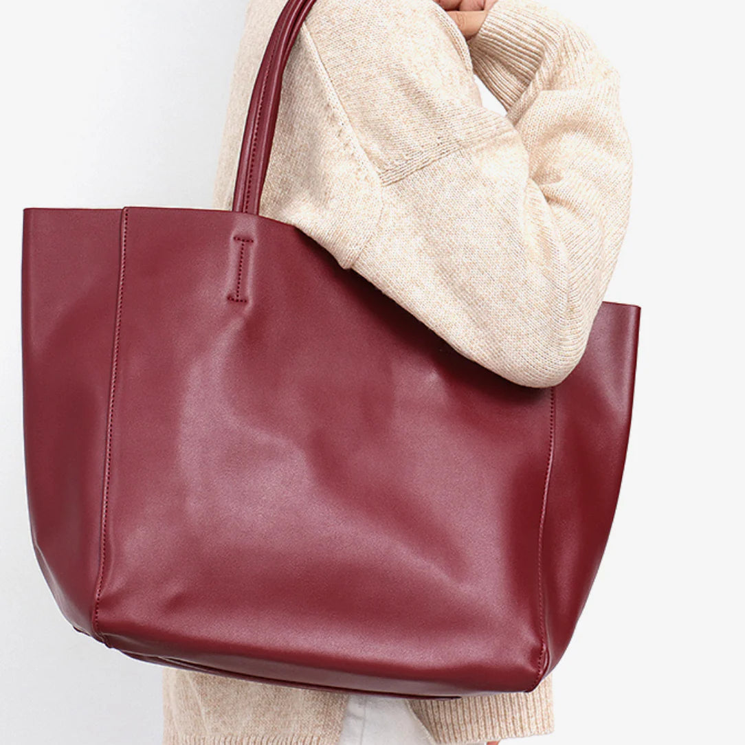 Sac fourre-tout souple en cuir maroquiné marron pour femme Avelor