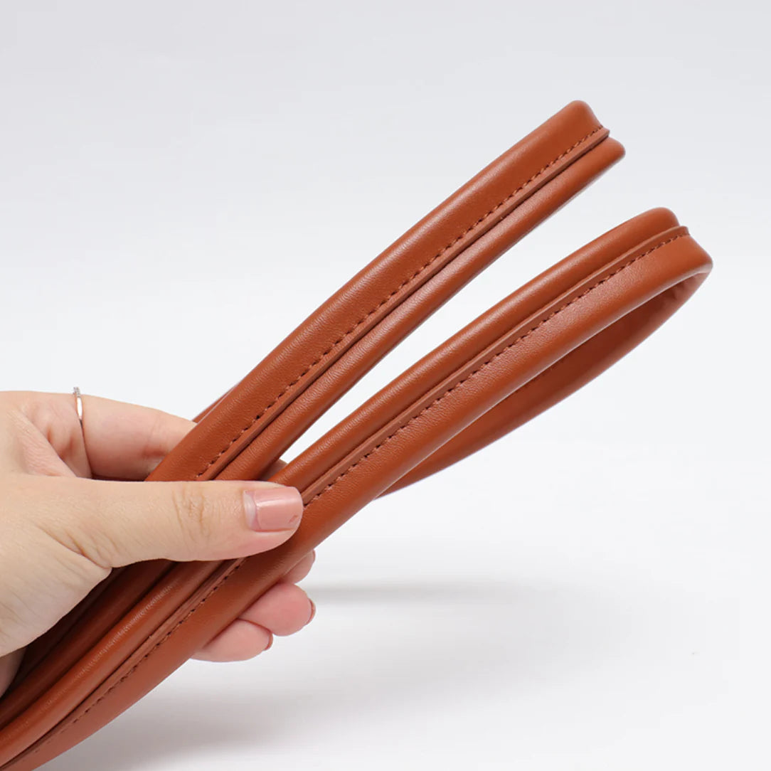 Poignées en cuir rembourré marron pour sac fourre-tout souple Avelor