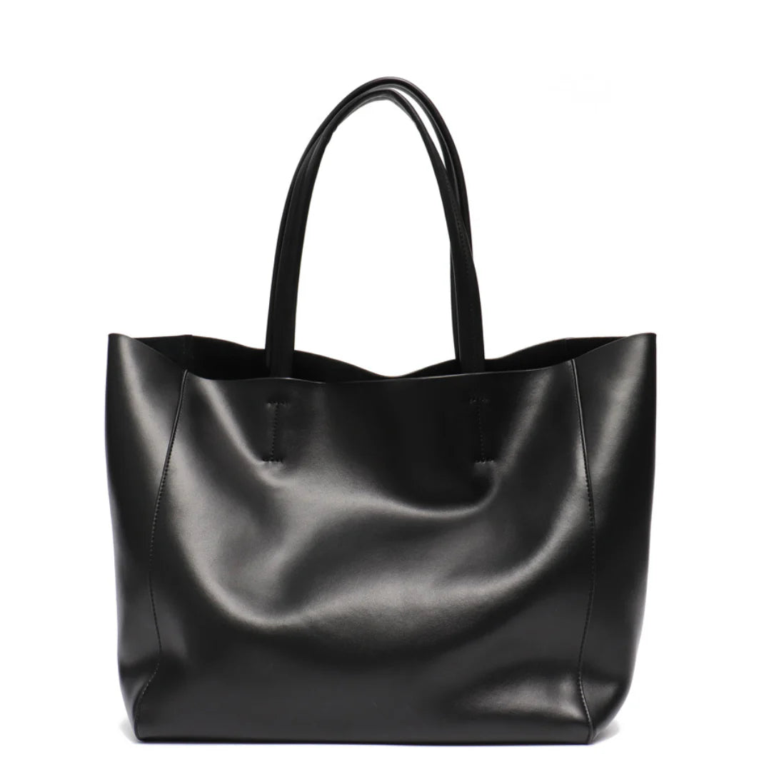 Sac fourre tote souple en cuir noir Avelor pour un style élégant et pratique