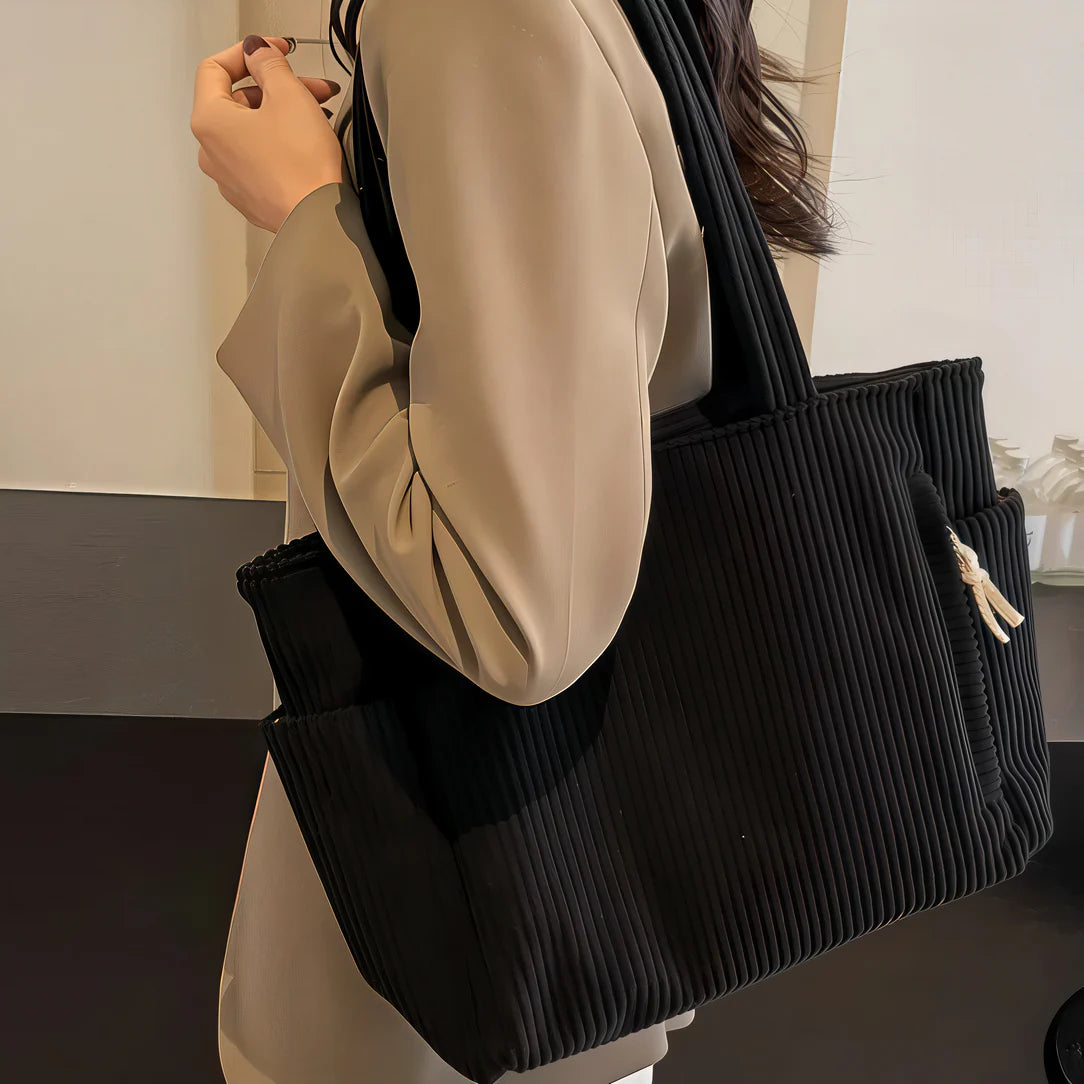 Sac fourre tout velours côtelé Dunevel en style rétro, sac fourre en velours côtelé